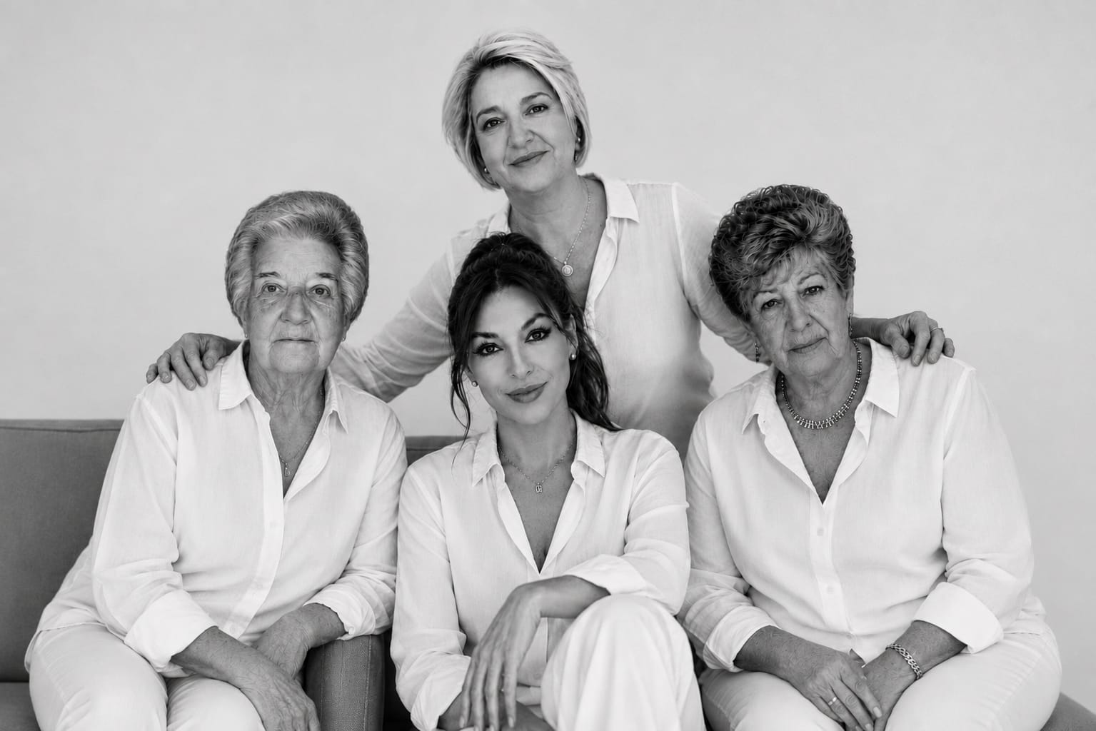 Carla Bercial con su madre y sus abuelas — tres generaciones